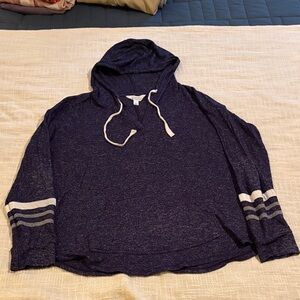Market & Spruce Heather Navy Hooded Sweatshirt with Cream Drawstrings